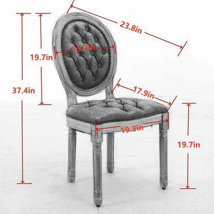 Set of 2 French Style Solid Wood Antique Dining Chairs
