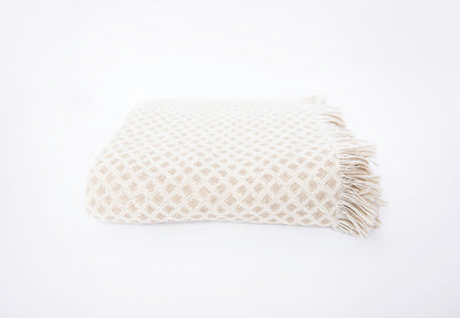 Cream and Beige Diamond Jacquard Woven Throw