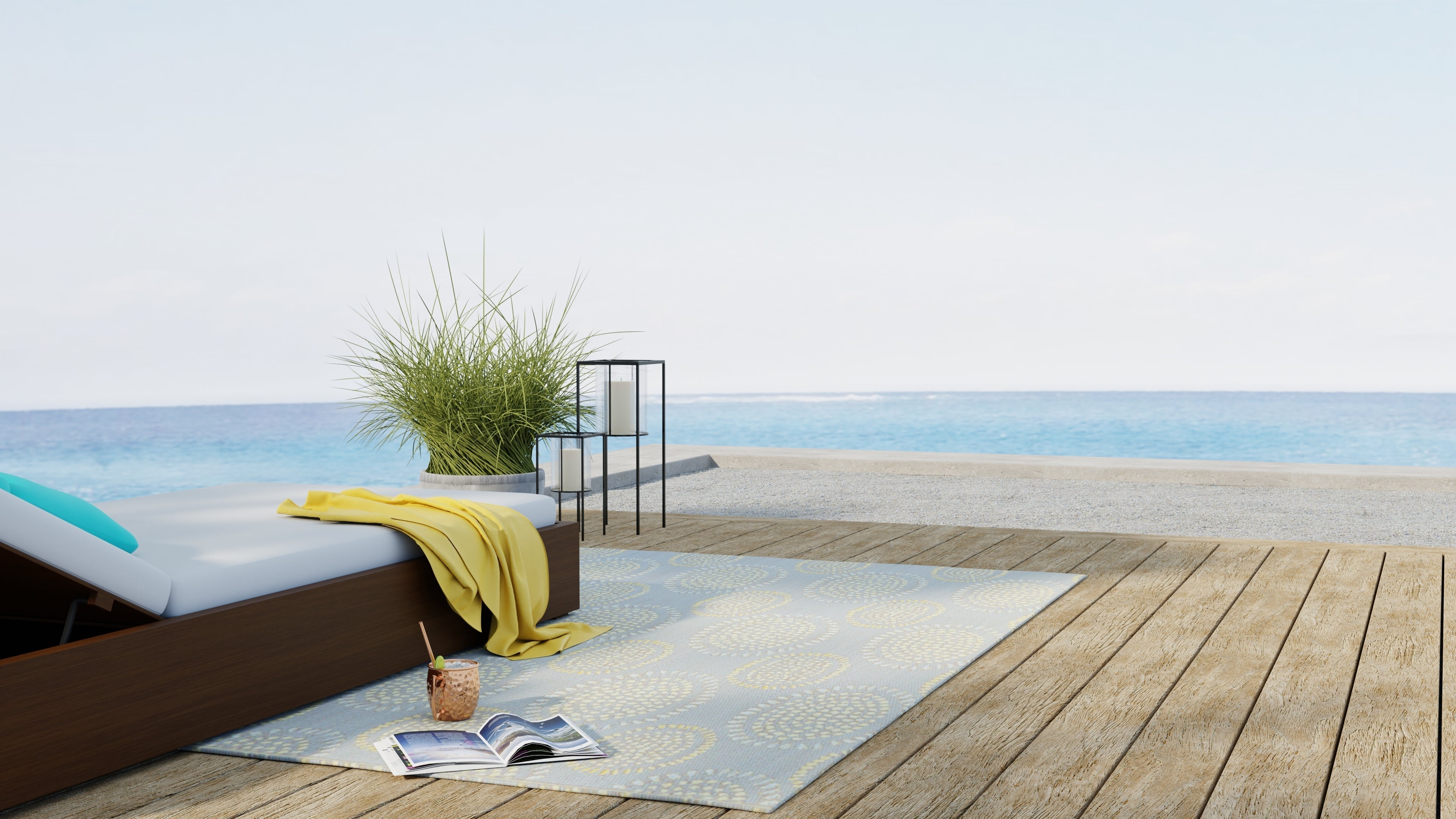 Molly Grey &amp; Yellow Outdoor Mat