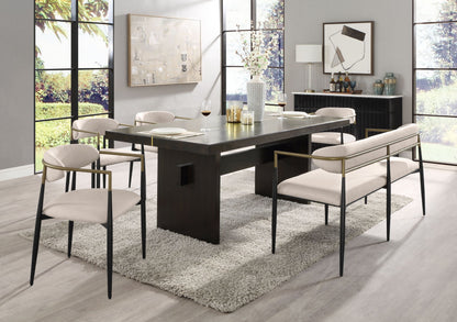 Beige and Black Armchair with Open Back - Set of 2