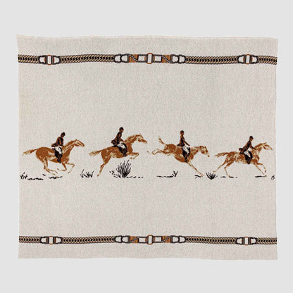 Equestrian Full Gallop - Cotton Sustainable Knit Traditional Throw Blanket