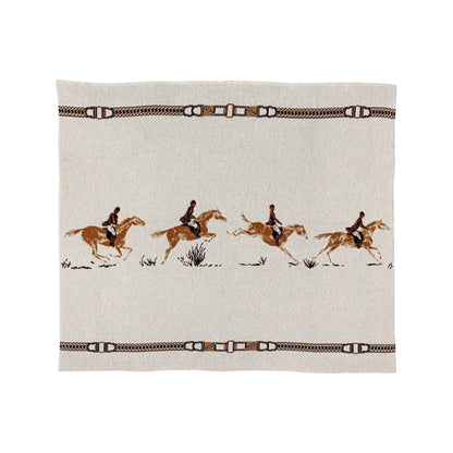 Equestrian Full Gallop - Cotton Sustainable Knit Traditional Throw Blanket