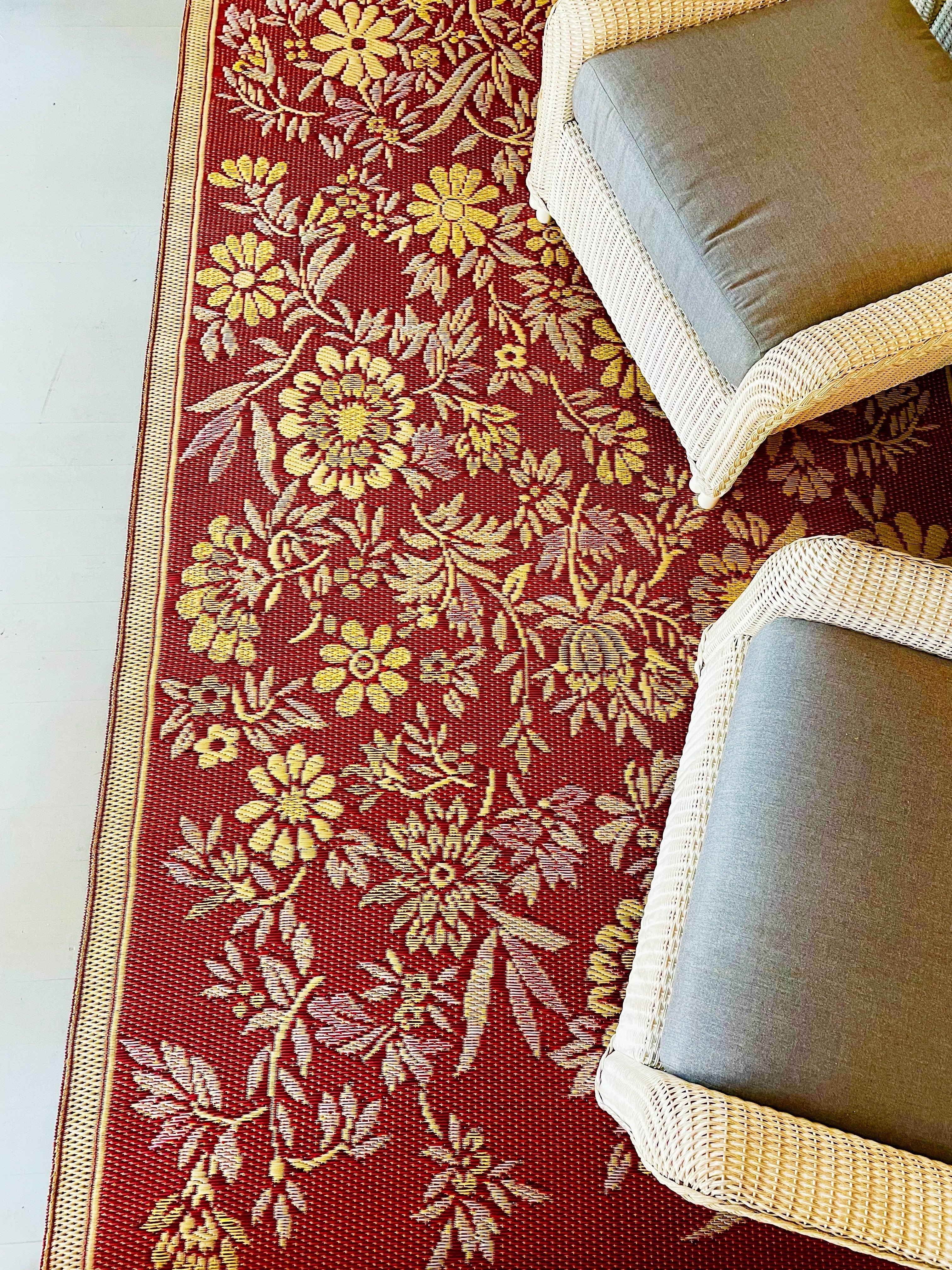 Cranberry Wildflowers Outdoor Mat
