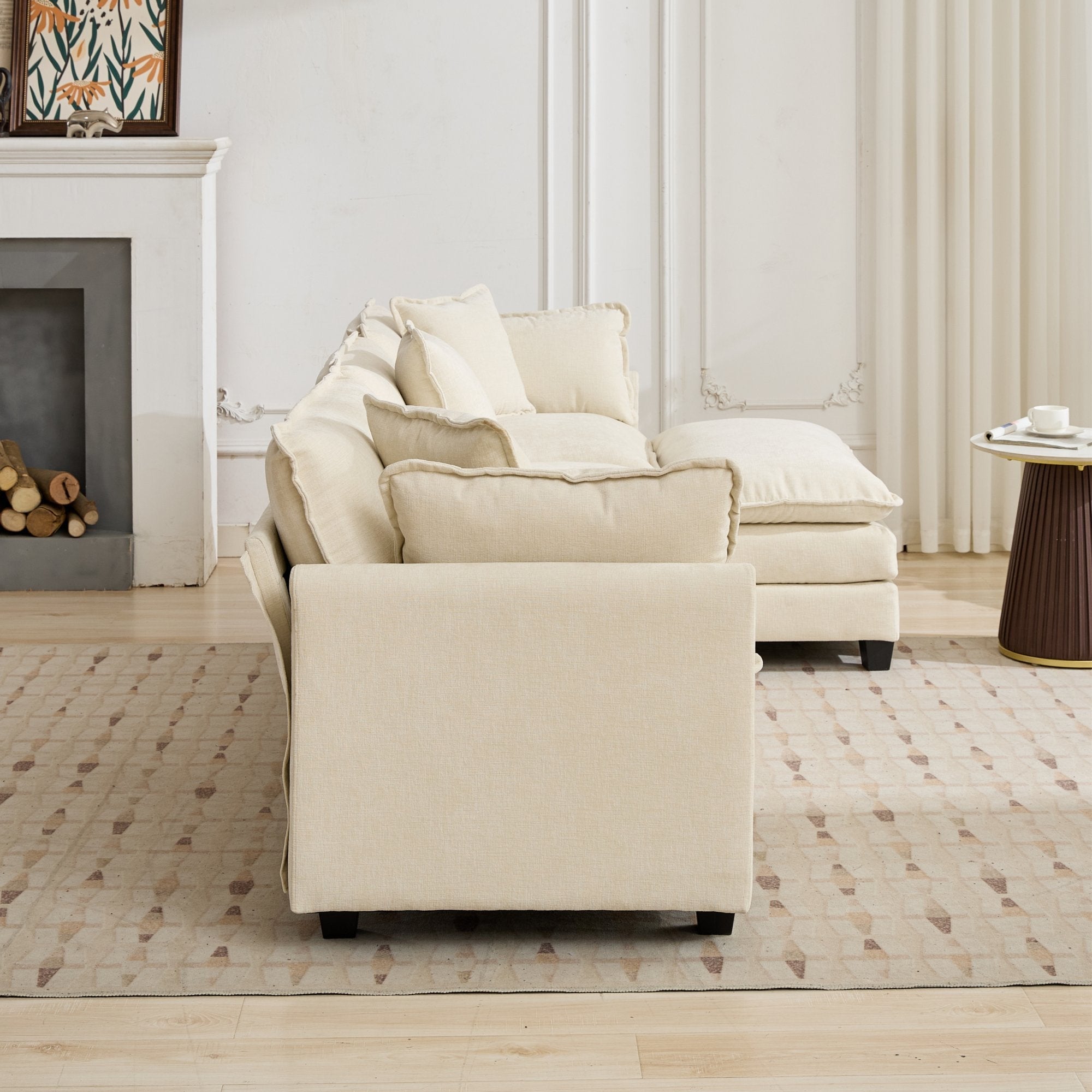 Cloud 4 Seat Sofa with Chenille Fabric in Beige