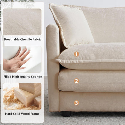 Chenille 76 Inch Loveseat Sofa - Beige