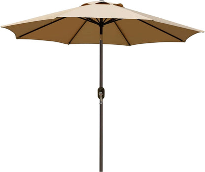 9 Foot Outdoor Patio Umbrella With Push Button Tilt in Light Tan