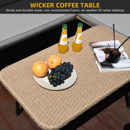 4 Piece Outdoor Wicker Sectional Set in Gray
