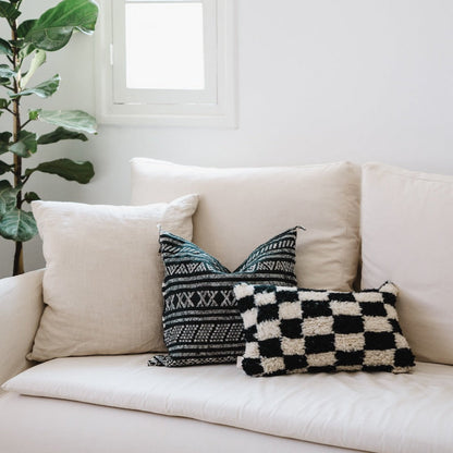 Desert Stripe Cactus Silk Pillow | Black