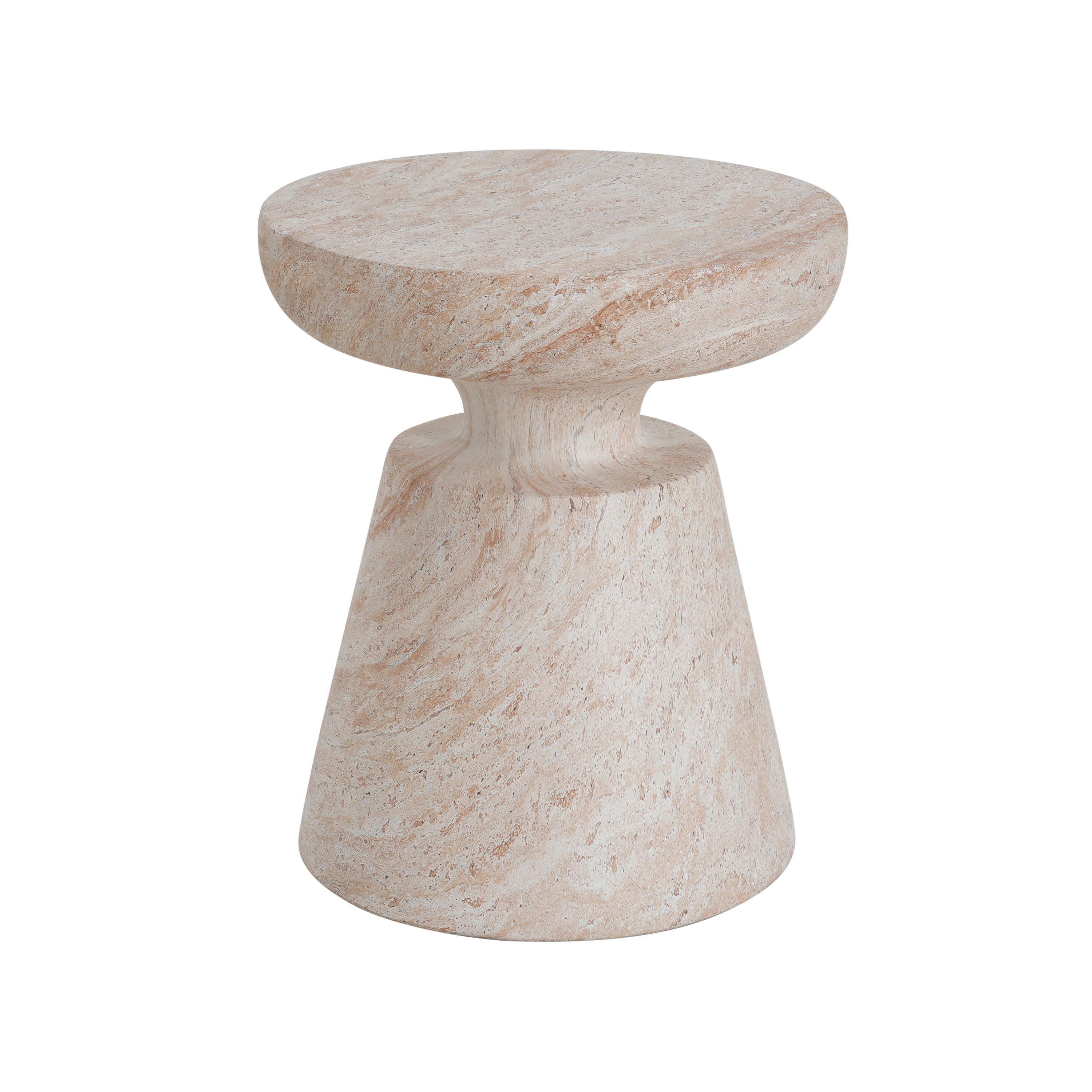 Outdoor/Indoor Lightweight Concrete Side Table in Travertine Finish