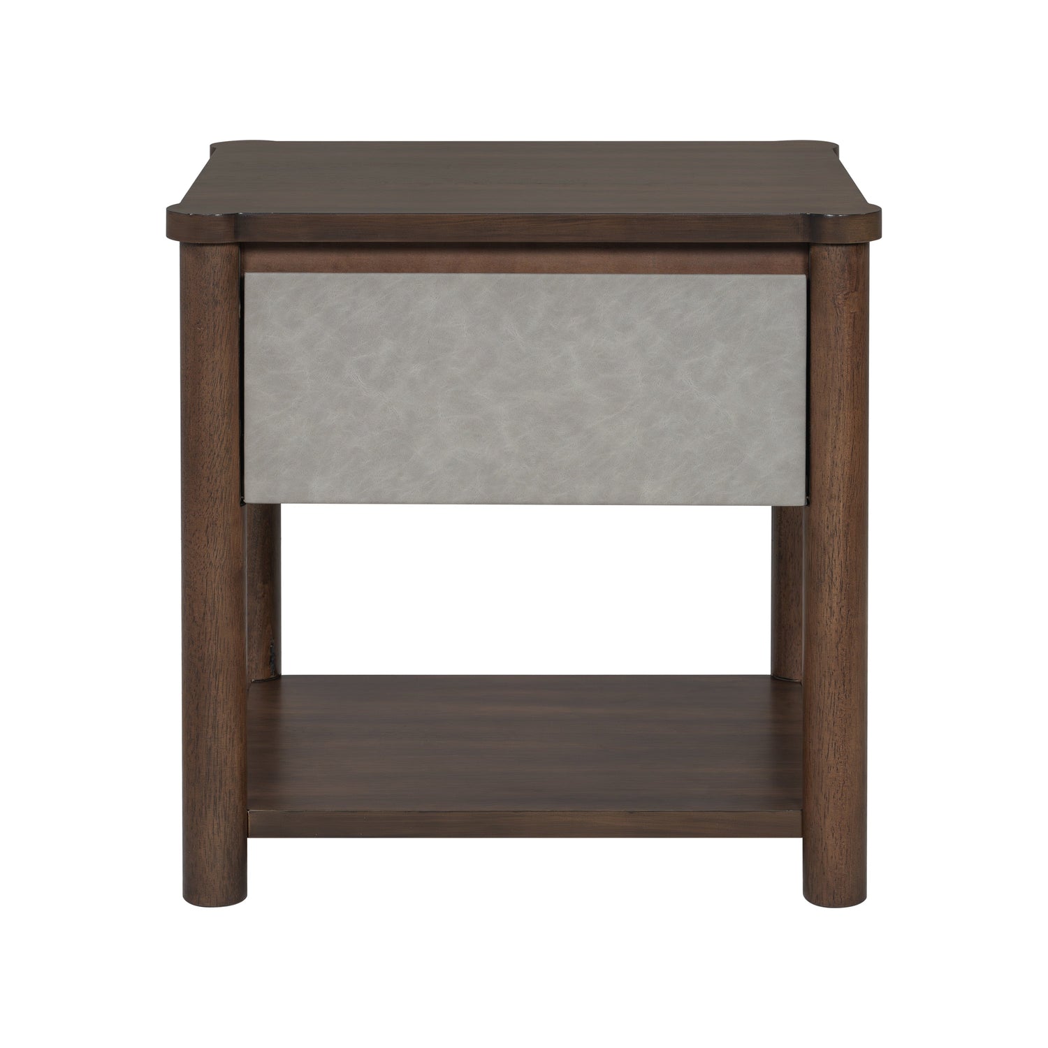 Modern Queen Bed Frame Set with 2 Nightstands - Gray/Walnut