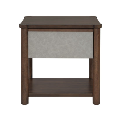 Modern Queen Bed Frame Set with 2 Nightstands - Gray/Walnut