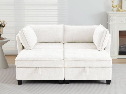 Beige Modular Sectional Sofa w/ Storage