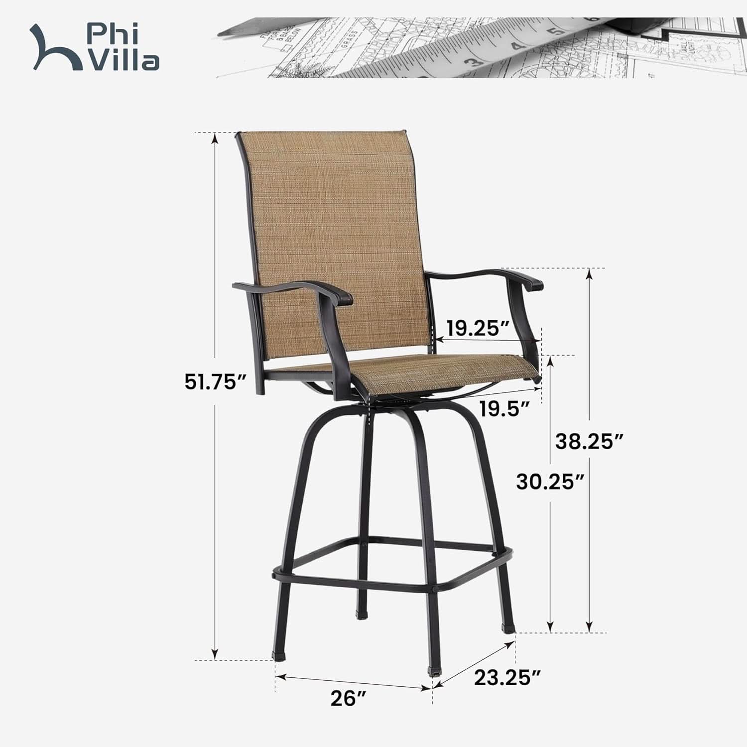 Set of 4 Outdoor Swivel Bar Stools - Tan
