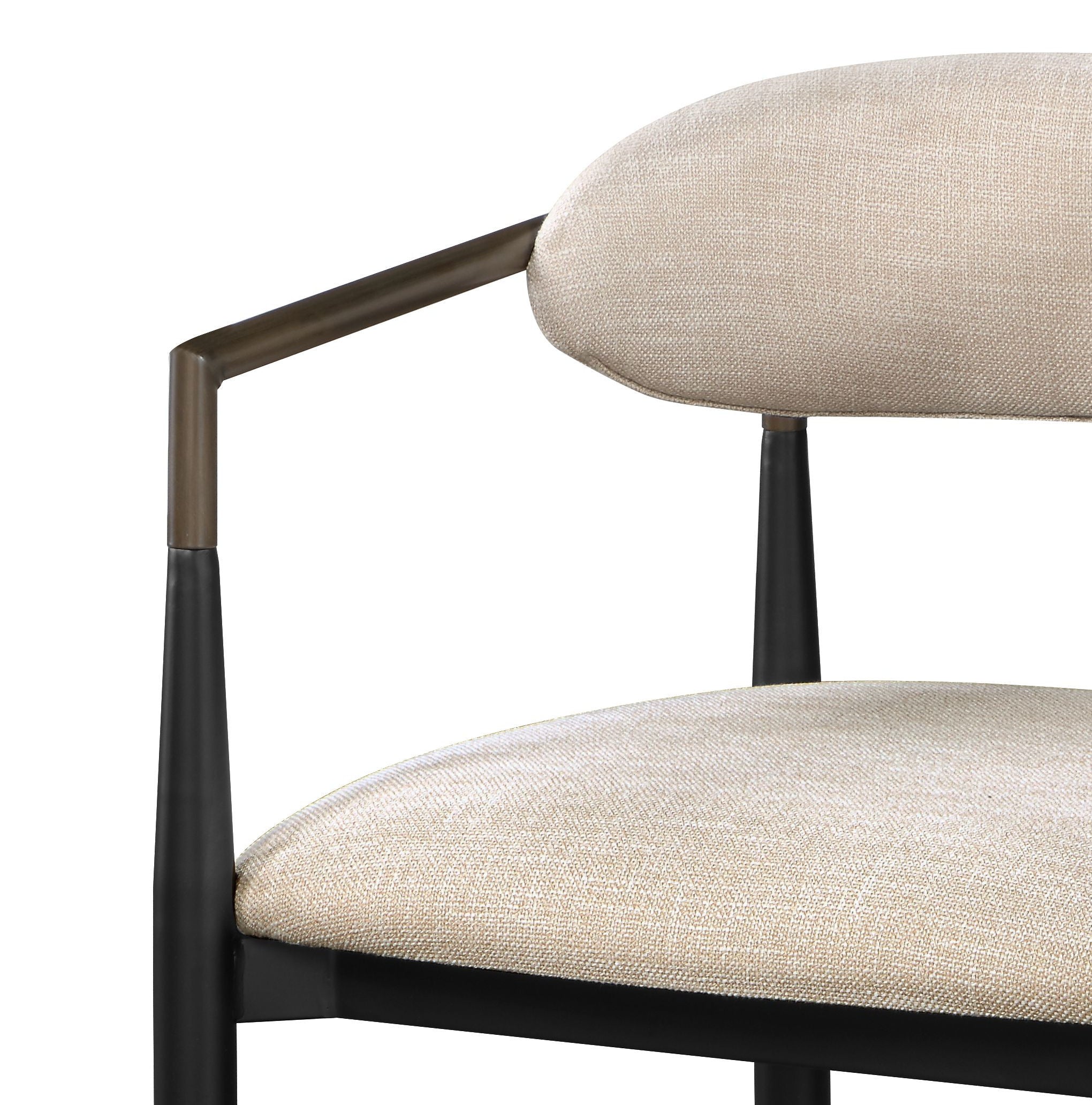 Beige and Black Armchair with Open Back - Set of 2