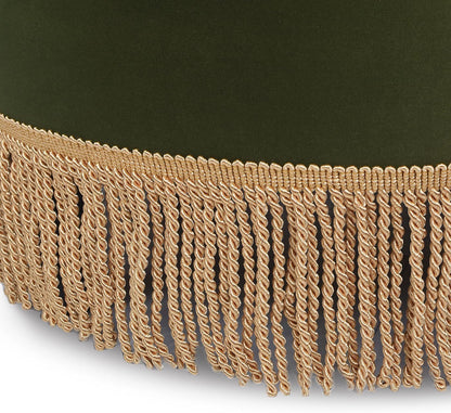 24 Inch Round Premium Textured Upholstered Ottoman - Green
