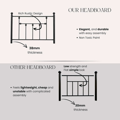 Twin Size Metal Bed Frame with Adjustable Headboard - Black