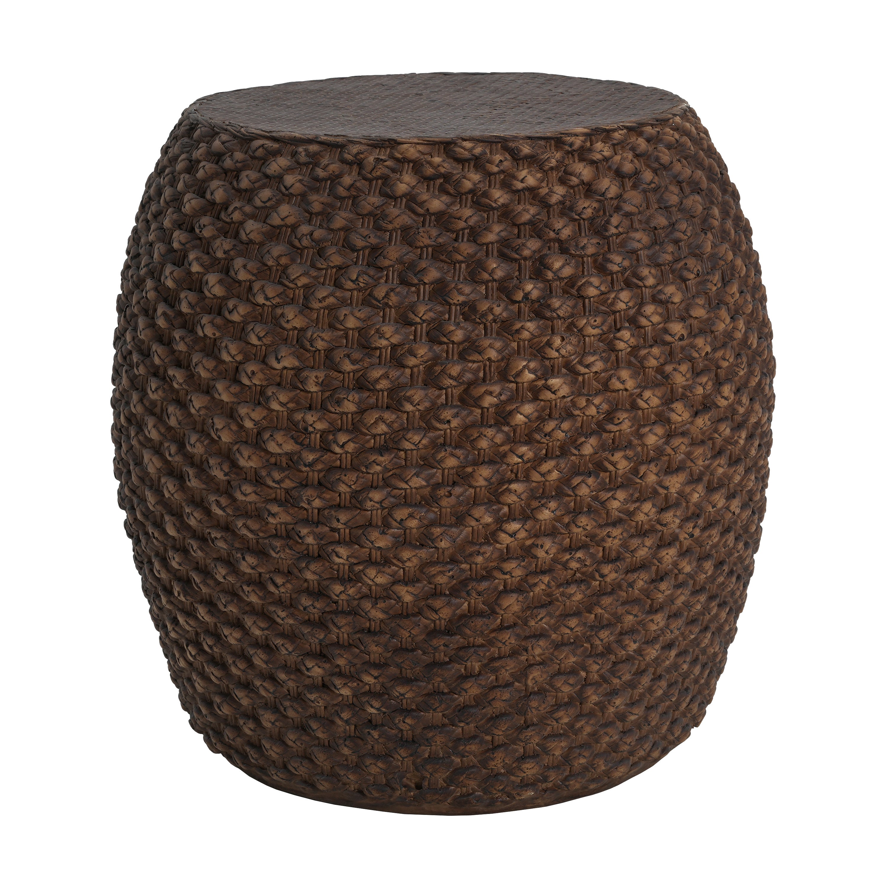 Faux Rattan Indoor/Outdoor Side Table - Brown