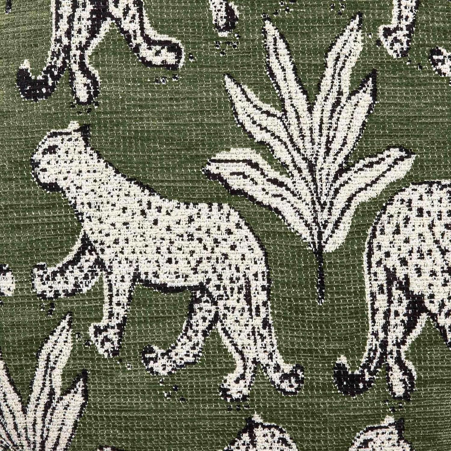 Green Leopard Jacquard Ottoman