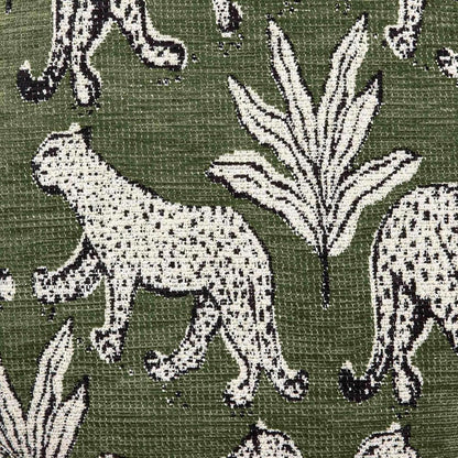 Green Leopard Jacquard Ottoman