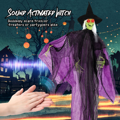 7.2 ft Witch with Lighted Eyes and Automatic Arm Movement