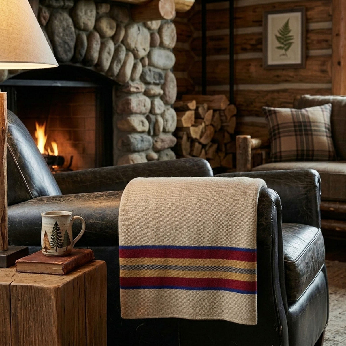 Camp Stripe - Cotton Sustainable Knit Throw Blanket Fall Rustic Gift