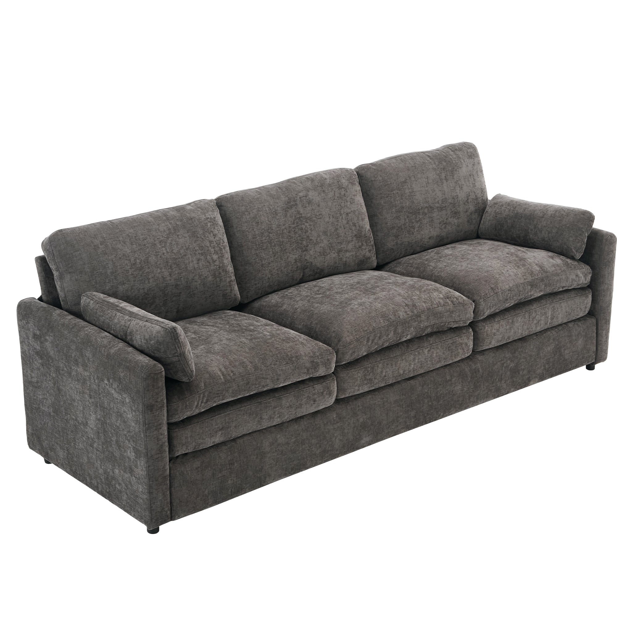 Cozy Upholstered Oversized 3-Seater Cloud Sofa in Dark Gray
