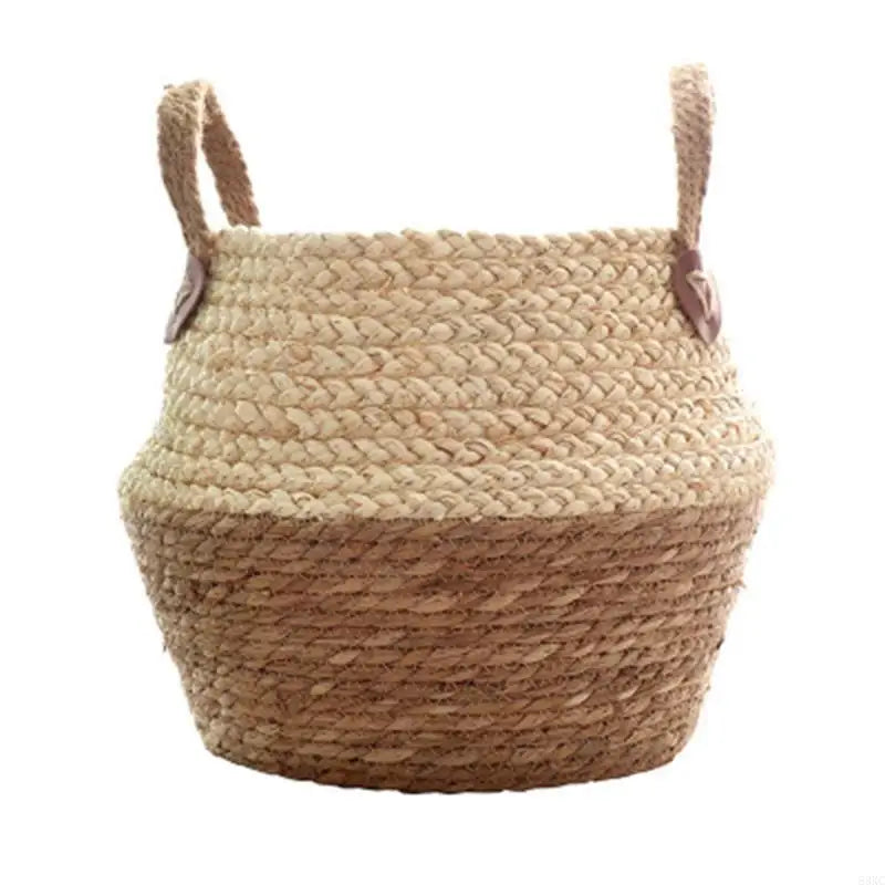 Handwoven Decorative Basket with Handles - grey