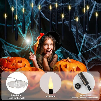 Set of 22 Battery Operated Flameless Floating Candles - Black