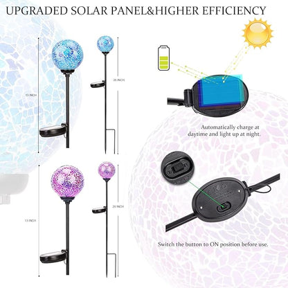 VCUTEKA Solar LED Mosaic Lights - 2 Pack