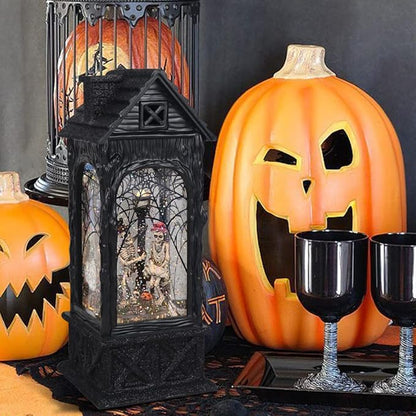 LED Halloween Snow Globe Lantern with 6-Hour Timer - Skeleton