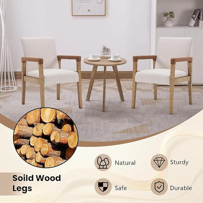 Set of 6 Linen Fabric Upholstered Dining Chairs - White