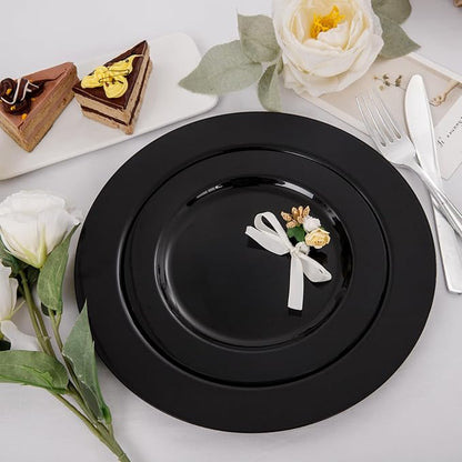 Set of 60 Heavy Duty Black Disposable Plates for 30 guests