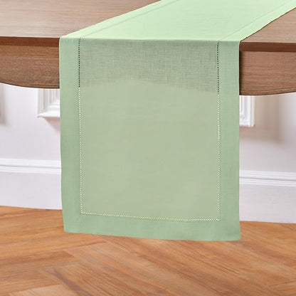 100% Pure Linen Lettuce Green Table Runner 14 x 120 Inch