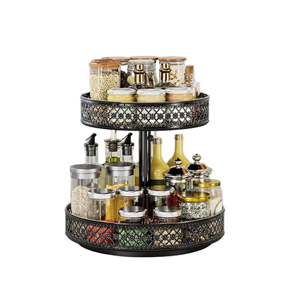 Lazy Susan 2 Tier Turntable - 12 inch, Black