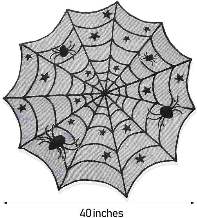 Round Black Spider Web Decorative Table Cover