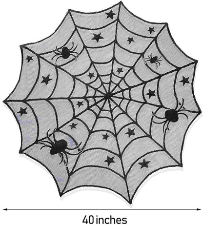 Round Black Spider Web Decorative Table Cover