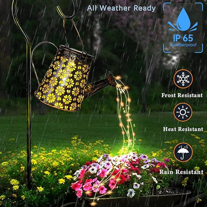 2 Pack Solar Watering Can with Lights - Bronze Floral Design