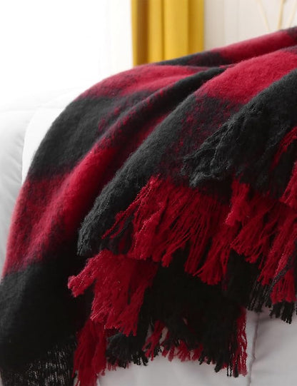 Buffalo Plaid Throw Blanket - 50" x 60" Black and Red