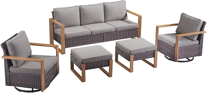 5 Piece Patio Conversation Set in Gray