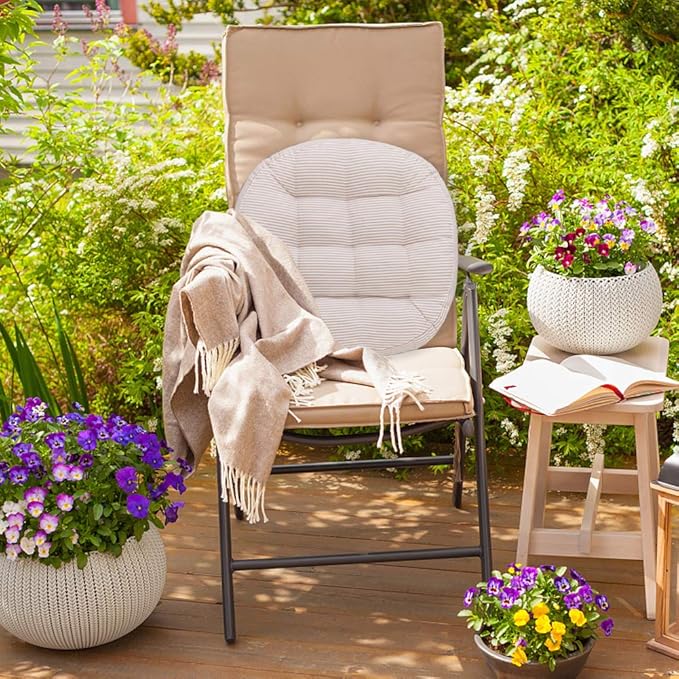 Tiita Striped Beige Round Inddoor/Outdoor Cushions - 2 pack, 22"