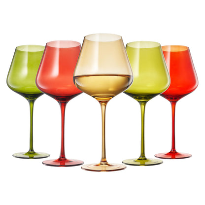 Christmas Holiday Wine Glasses - Set of 5 20oz Goblets