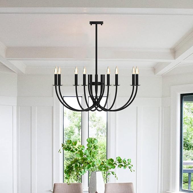 Large Black Candelabra Chandelier - 8 Lights