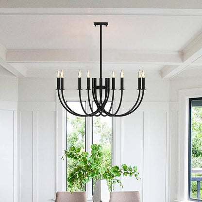 Large Black Candelabra Chandelier - 8 Lights