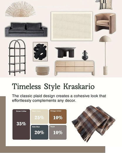 Brown Plaid Cozy Throw Blanket - 50" x 60"