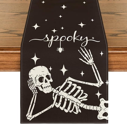 Spooky Skeleton Halloween Table Runner - 13 x 36 Inch