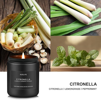 Citronella Candle - Lemongrass Scent - 7oz, Soy Wax, 50H Burn Time