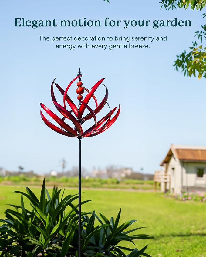 XL Wind Spinner - 91" Burgundy Lotus Flower