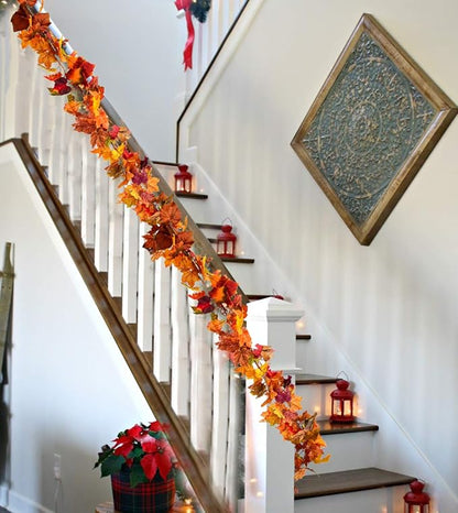 5.9 ft Fall Garland Maple Leaf - Set of 2
