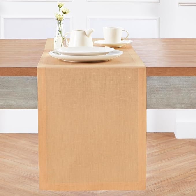 100% Pure Linen Table Runner - 14 x 36 Inch, Peach