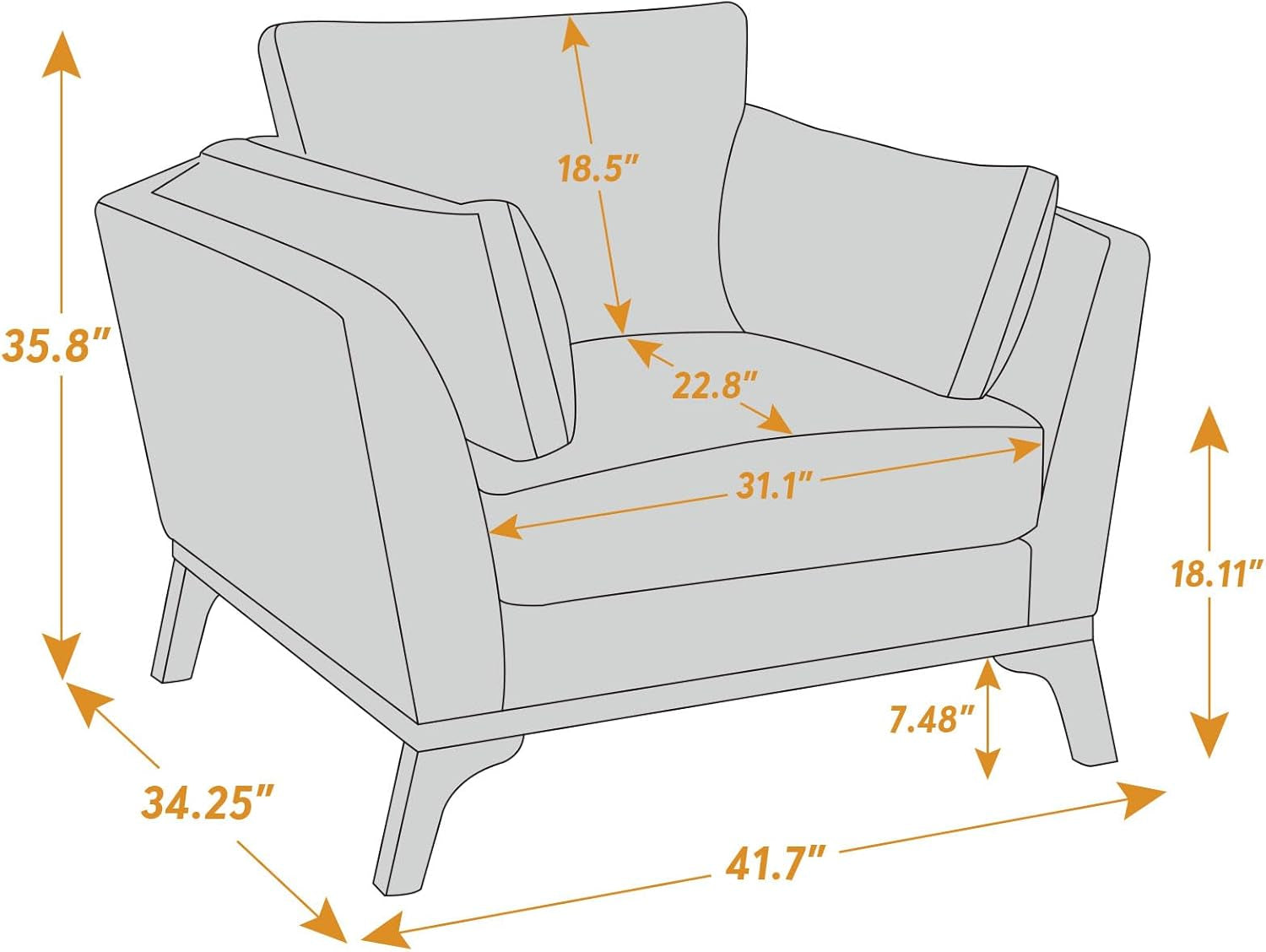 Large Linen Upholstered Accent Chair in Yellow